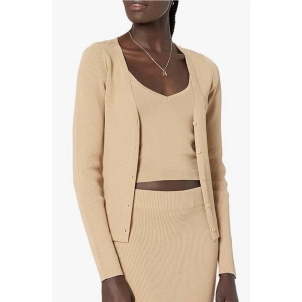 The Drop Womens Anya Fitted‎ Cardigan Sweater Curds & Whey Size M